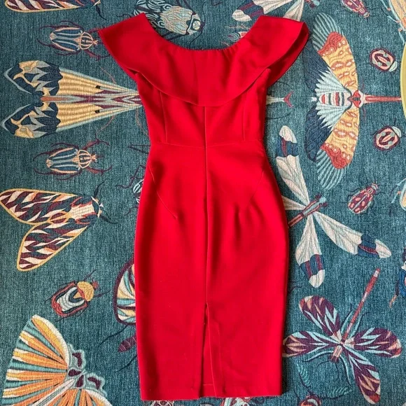 Zara Elegant Red Off-Shoulder Dress, Size XS - Picture 2 of 6